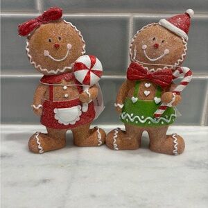 Charming Holiday Gingerbread Couple - Red and Green